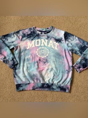MONAT Tie-Dye Crewneck Sweatshirt in Blue, Pink & Black size M